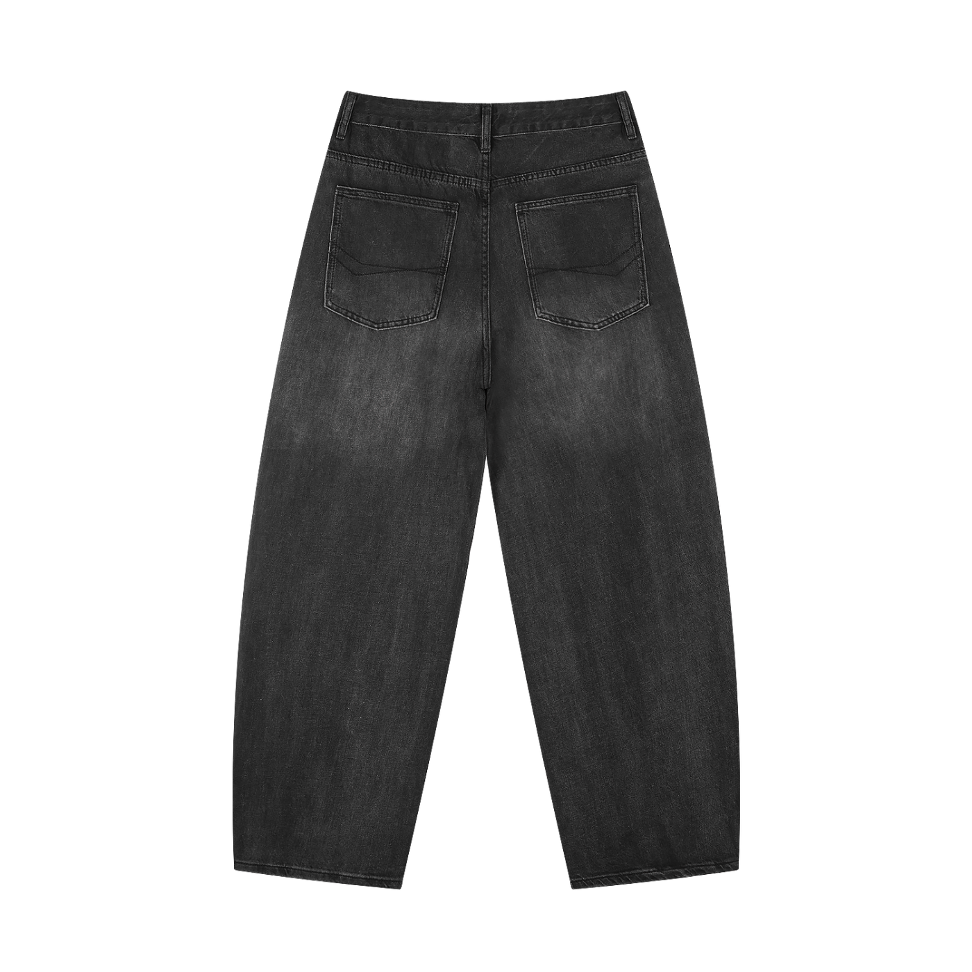 Unisex Sunfade Vintage Wash Barrel Leg Jeans